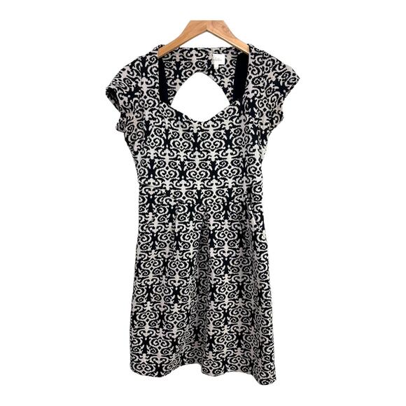 Anthropologie Deletta Quilted Calendolia Dress S Small Black Floral Swirl Print - Picture 2 of 11